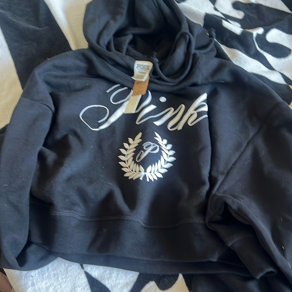 PINK black crop sweatshirt SM